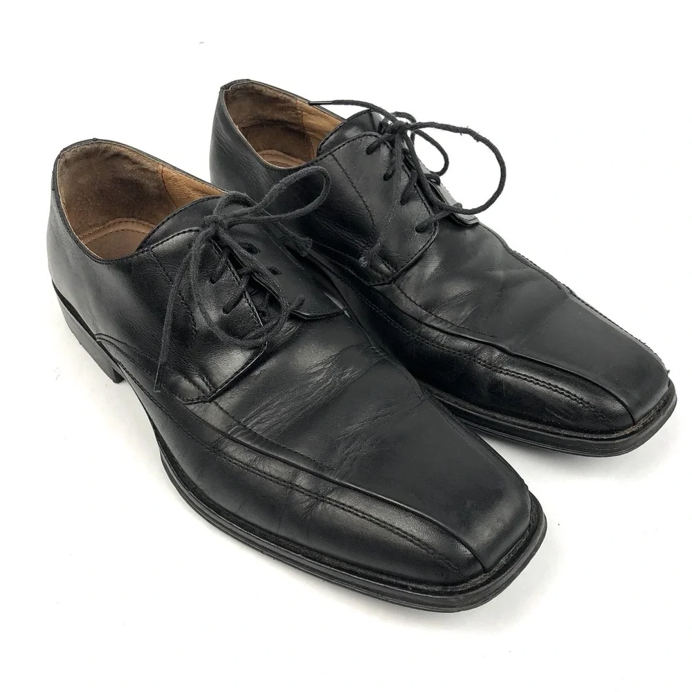 Johnston & Murphy 9.5 D Men's Dress Shoes Black Leather Lace Up‎ Oxford